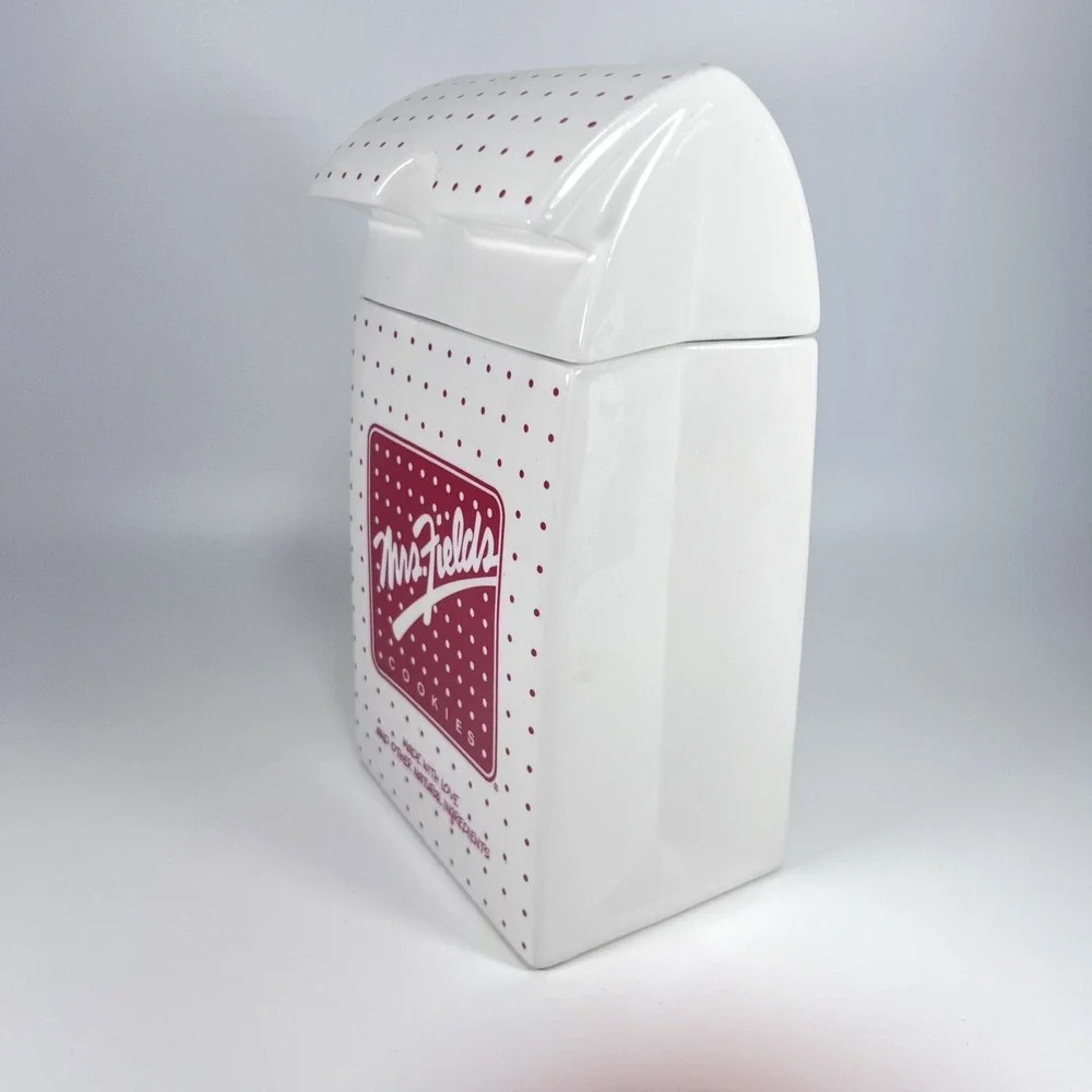 Vintage Mrs. Fields‎ Cookie Jar – White with Red Polka-Dots, Ceramic, Brand Logo